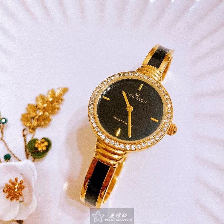 AnneKlein手錶,編號AN00514,28mm金色錶殼,深黑色, 金色錶帶款◉20A004